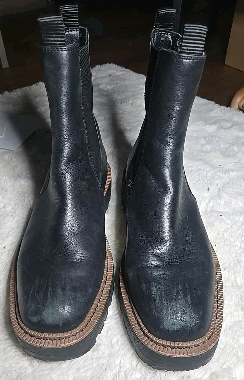 Sam Edelman Laguna Waterproof Lug Sole Chelsea Boot Black Leather Size 7